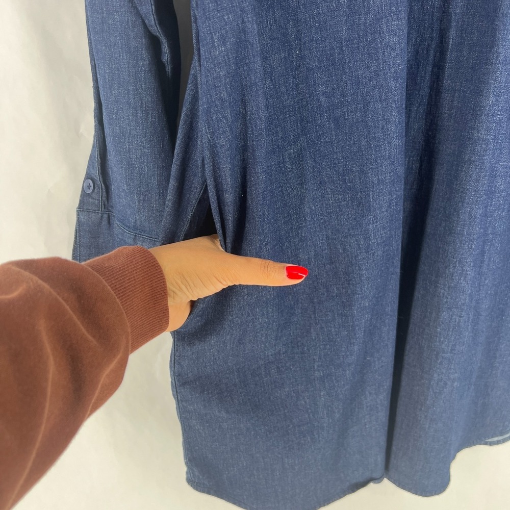 Universal Standard Hannah Shirt Dress Womens 14/16 Blue Cotton‎ Stretch Casual - Picture 7 of 13